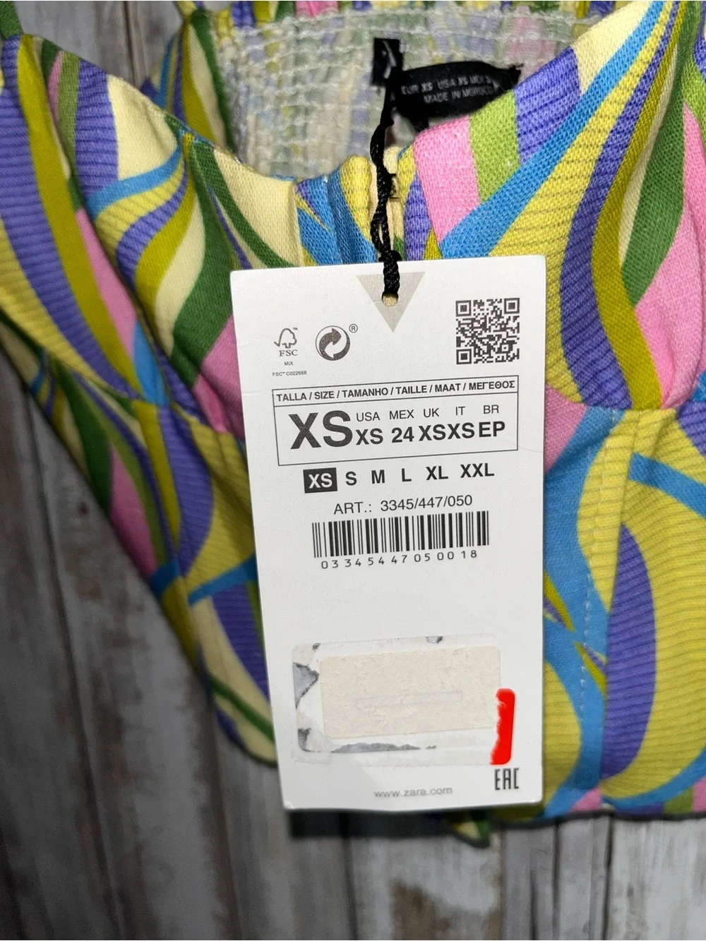 Zara Linen Blend Retro Swirl Corset Bustier Cami Top XS Multicolor NWT - Picture 6 of 7